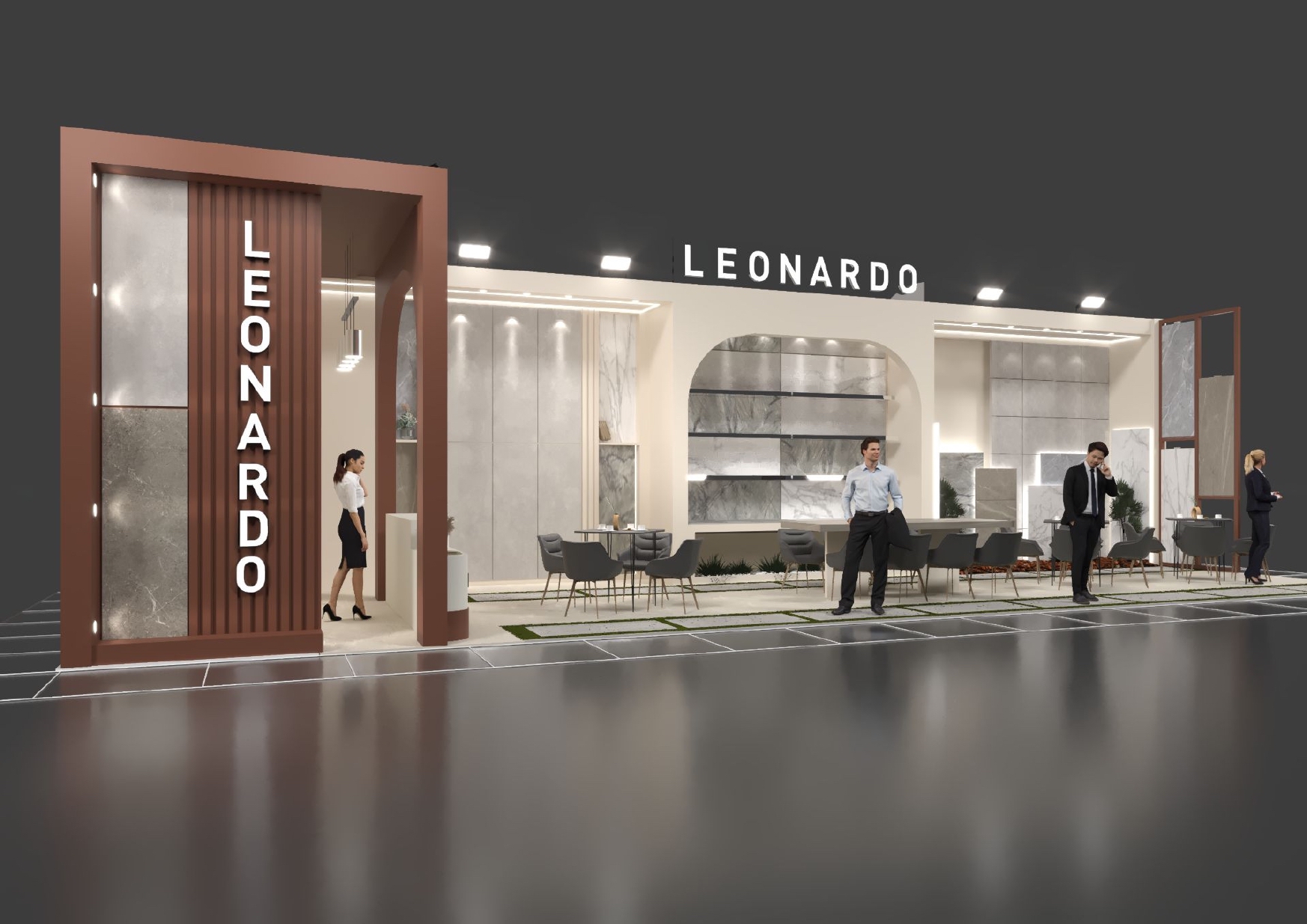 Leonardo Mermer Fuar standı tasarımı | Marble izmir 2025 İzfaş Fuarları