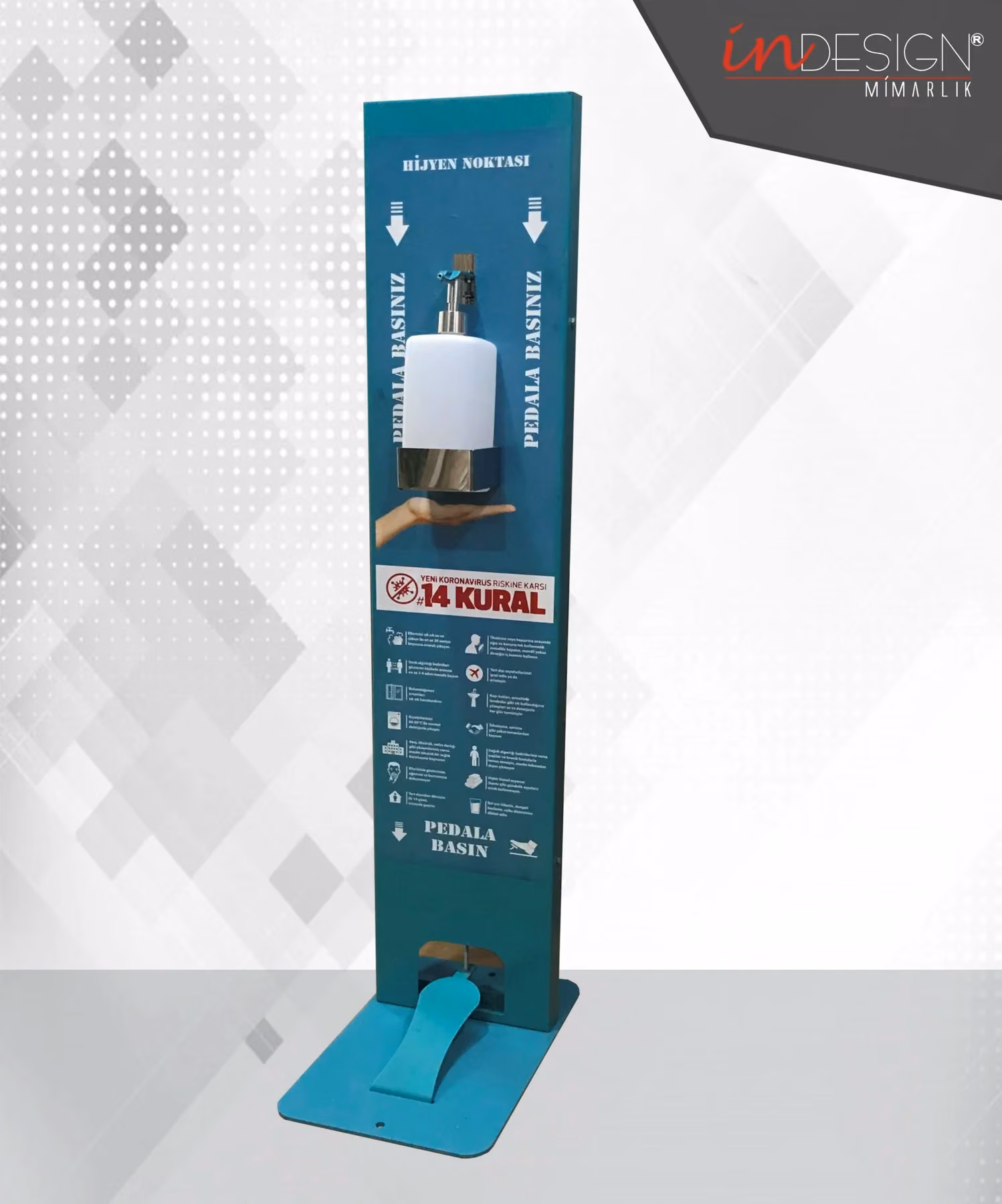 AYAKLI METAL DEZENFEKTAN STANDI model ( 2-M )