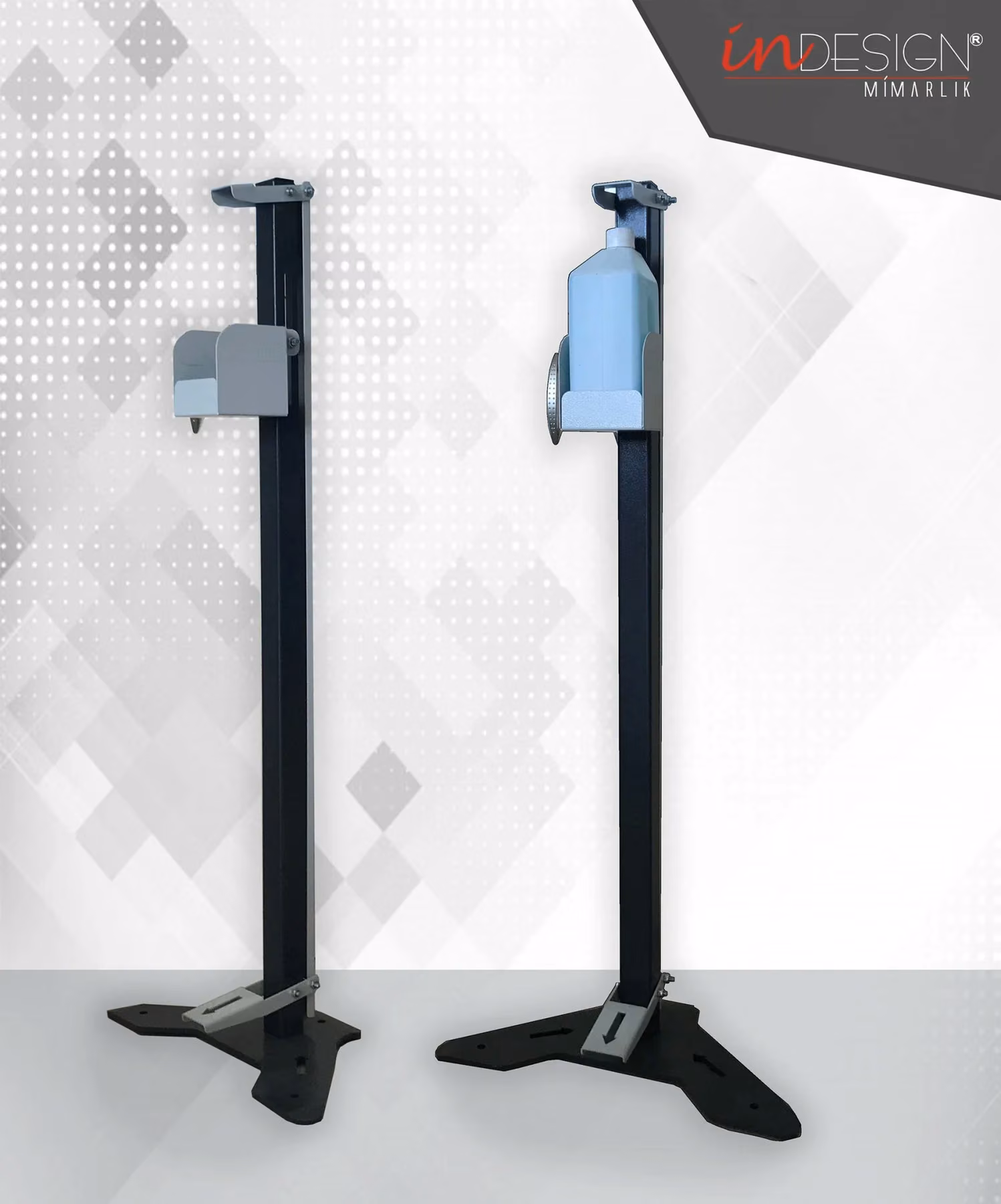 AYAK BASMALI METAL DEZENFEKTAN STANDI medel ( 3-M )